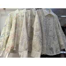 批发法式轻奢重工亮片刺绣长袖防晒<b class='q'>衬衫</b>女秋冬高级感排扣宽松显瘦外套