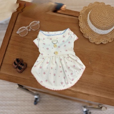 批发可牵引宠物春<b class='q'>夏</b>秋季甜美可爱碎花背心裙狗狗猫咪防掉毛小型犬衣服