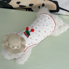 批发【实拍】<b class='q'>夏</b>秋季狗狗猫咪樱桃吊带背心透气薄款博美小型犬宠物衣服