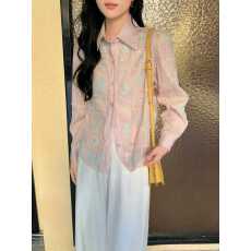 批发法式轻奢刺绣<b class='q'>长袖</b>防晒<b class='q'>衬衫</b>女春秋高级感排扣宽松显瘦外套