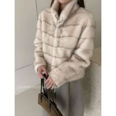 批发水貂绒立领皮毛一体短外套女2025秋冬季宽松显瘦减龄环保皮草上衣