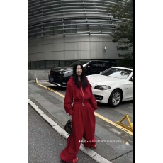 批发2025冬季时髦洋气宽松加厚铆钉摇粒绒连帽卫衣<b class='q'>外套</b>+休闲裤女套装