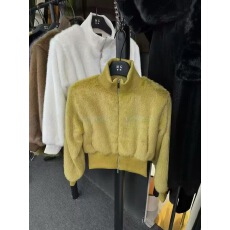 批发网红同款气质名媛仿水貂绒毛毛<b class='q'>外套</b>女冬季休闲保暖收腰立领短<b class='q'>夹克</b>