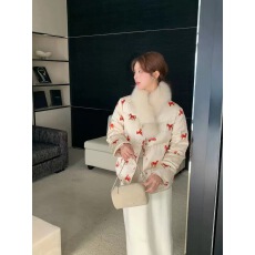 狐狸毛围脖国风提花羽绒服女2025冬季新款时尚90白鸭绒保暖外套女