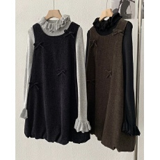 批发花苞背心连衣裙2025冬季新款时尚叠穿毛衣两件套甜美风小个子短裙