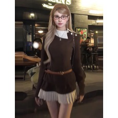 批发秋冬季富家千金穿搭内搭短裙两件套装2025新款韩系针织连衣裙子女