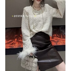 批发流光复古风重工亮片蕾丝衫女宽松毛边袖口中<b class='q'>长款</b>上衣减龄时尚