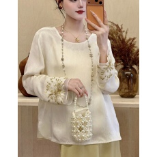 批发曼野26年早春新中式气质钉珠显瘦小衫YS