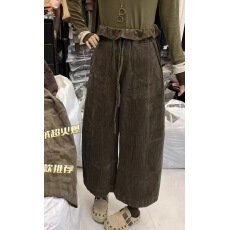 批发欧货2026年新款高品质花苞腰灯芯绒<b class='q'>九分裤</b>休宽松百搭腰花边<b class='q'>休闲</b>裤