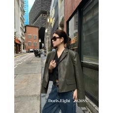 批发Doris Eight 2026秋季新款复古机车服皮衣女休闲气质垫肩短款外套