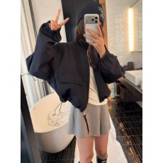 批发韩代 立领冲锋衣拉链开衫短外套女2026秋季抽绳系带休闲<b class='q'>夹克</b>上衣