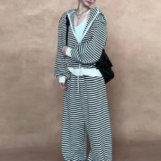 批发时尚减龄运动套装女2025年<b class='q'>韩版</b>宽松显瘦双拉链连帽外套长裤两件套