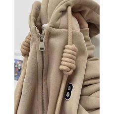 批发100%棉面华棉 绣花 2025新款宽松开衫双层连帽拉链<b class='q'>卫衣</b>女秋冬外套