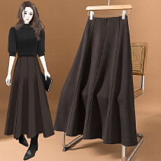 批发实拍大码女装秋<b class='q'>冬</b>新款韩版气质高级八片式设计a字宽松显瘦半身裙