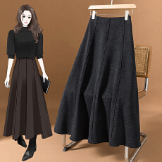 批发实拍大码女装秋<b class='q'>冬</b>新款韩版气质高级八片式设计a字宽松显瘦半身裙