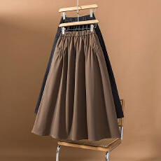 批发实拍大码女装冬季新款韩版韩版时尚松紧腰A字高腰显瘦百搭半身裙