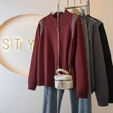 批发实拍<b class='q'>大码</b><b class='q'>女装</b>新款韩版胖MM高级感潮流设计感亮片显瘦修身针织上衣