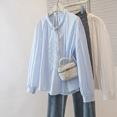 批发实拍大码春季女装新款韩版高级感潮流设计感显瘦修身微透衬衫上衣