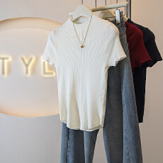 批发实拍实价大码女装韩版春季新高级潮流设计显瘦修身针织衫上衣