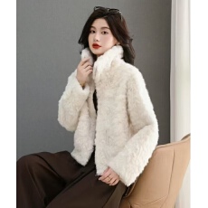 批发仿水貂绒毛毛短外套女秋冬新款加厚保暖皮毛一体<b class='q'>开衫</b>外搭羊毛上衣