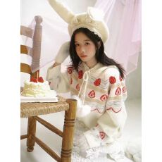 批发2025新款奶油草莓蛋糕<b class='q'>马海毛</b>衣针织<b class='q'>开衫</b>外套