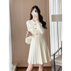 批发春装新款小香风气质针织<b class='q'>连衣裙</b>女<b class='q'>高端</b>名媛优雅内搭毛衣a字裙