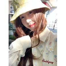 批发国潮牌立体花朵刺绣黄色条纹防晒<b class='q'>衬衫</b>外套女夏季薄款开衫百搭上衣