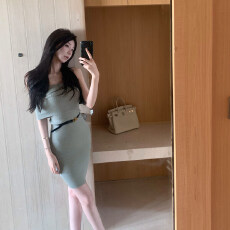 批发韩国徐徐啊心动crush纯欲抹胸弹力短裙心机<b class='q'>夜店</b>OL冰丝针织连衣裙