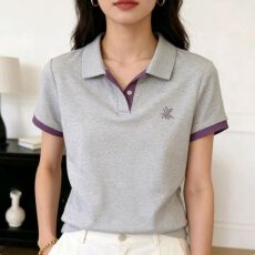 批发休闲时尚翻领短袖t恤<b class='q'>女</b>2026夏季<b class='q'>新款</b>小个子洋气<b class='q'>女</b>装气质显瘦上衣