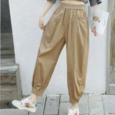 批发薄款夏季新款<b class='q'>加大码</b>九分裤女高腰宽松百搭灯笼裤休闲显瘦萝卜裤子