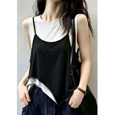 批发韩系简约学院风设计感小众不对称<b class='q'>吊带</b><b class='q'>背心</b>叠穿显瘦新款两件套