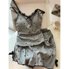 批发带胸垫纯欲夏天吊带<b class='q'>睡衣</b>韩系甜美碎花女款<b class='q'>夏季</b>2025新款短裤家居服