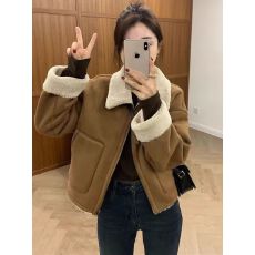批发羊羔毛绒外套高级感小香风女秋冬季宽松短款小个子皮毛一体夹克厚