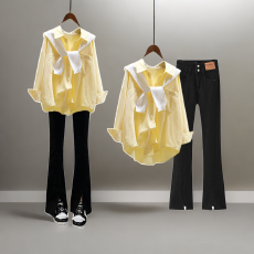 批发大码女<b class='q'>装</b>春季套<b class='q'>装</b>女2025新款时尚减龄披肩<b class='q'>衬衫</b>收腰牛仔<b class='q'>裤</b>三件套<b class='q'>装</b>