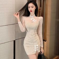 批发名媛气质秋装新款复古蕾丝<b class='q'>性感</b><b class='q'>夜店</b>修身显瘦改良旗袍包臀连衣裙女