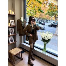 批发网红爆款假两件外套女2025秋冬季款美拉德中长款宽松显瘦西服外套