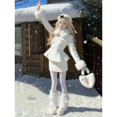 批发精致小香风千金氛围感套装裙秋冬收腰毛呢高级外套气质<b class='q'>短裙</b>两件套