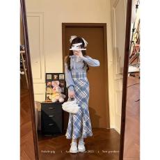 批发千金感格纹<b class='q'>包臀</b><b class='q'>半身裙</b>女秋装高腰毛呢鱼尾长裙子