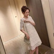 批发短袖蕾丝<b class='q'>连衣裙</b>收腰显瘦短裙女装甜美淑女气质a字裙2025夏季新款