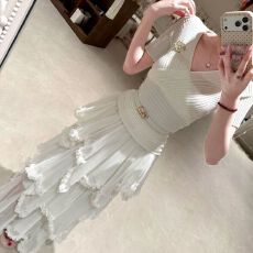 批发2026春夏新款套装交叉V领短袖针织上衣+网纱蛋糕裙半身裙两件套女