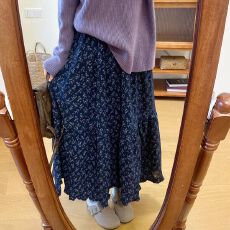 批发温柔淑女复古森系小碎花伞裙半身裙女<b class='q'>秋</b>冬高腰显瘦a字紫色蛋糕裙