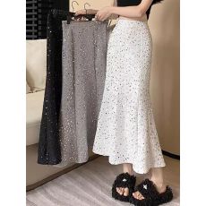 批发亮片闪闪半身裙女夏季2025年新款高腰显瘦中长款a字包臀鱼尾裙子