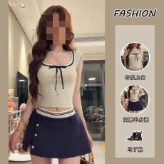 批发套装女2026夏季新款韩系学院风短袖针织上衣高腰<b class='q'>百褶</b>半身裙两件套
