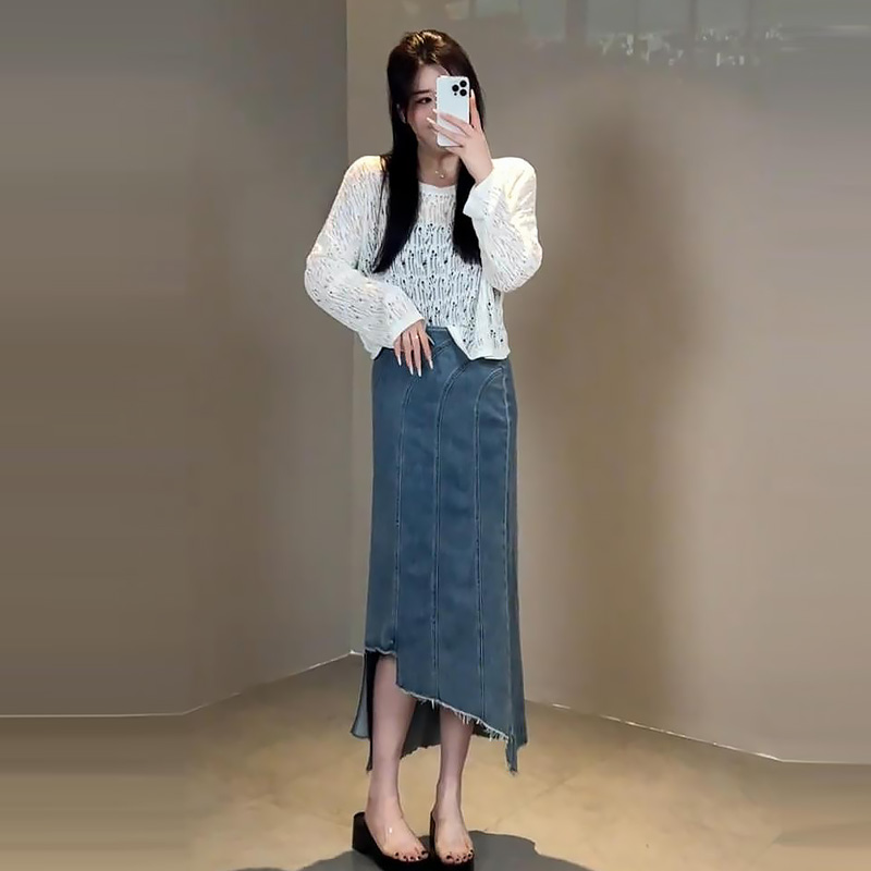 FA34020# 夏季新款设计感不规则牛仔半身裙 服裝批發女裝批發服飾貨源