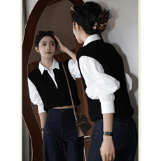 批发秋季小众不撞款独特别致绝美上衣高级感超好看拼接假两件