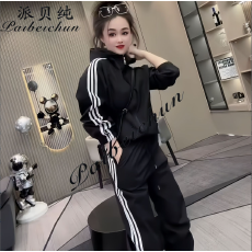 批发春季三条杠显瘦运动风衣时尚百搭<b class='q'>亲子</b>出游必备拉链上衣两件套