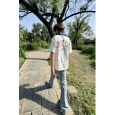 现货刺绣+印花+内里铺布纯棉220克食毛+手感原版做法二本针短袖女