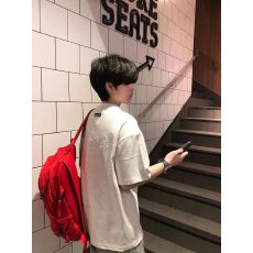 批发现货凹凸印+后背小贴块纯棉220克食毛+手感原版做法二本针短袖T恤