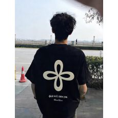 现货刺绣+内里铺布纯棉220克食毛+手感原版做法二本针 宽松短袖男