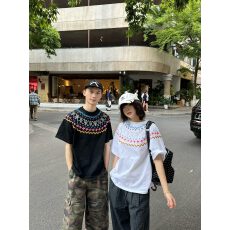 现货原版胶印花+纯棉220克100棉食毛+手感原版做法牛角袖t恤男